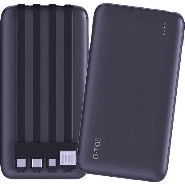 Anúncio: Carregador Portatil PowerBank G-TiDE P1 / 10.5W / 10000Mah / Com Cabo Embutido USB - MicroUSB - USB-C - Lightning - Preto