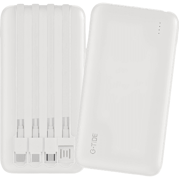 Anúncio: Carregador Portatil PowerBank G-TiDE P1 / 10.5W / 10000Mah / Com Cabo Embutido USB - MicroUSB - USB-C - Lightning - Branco