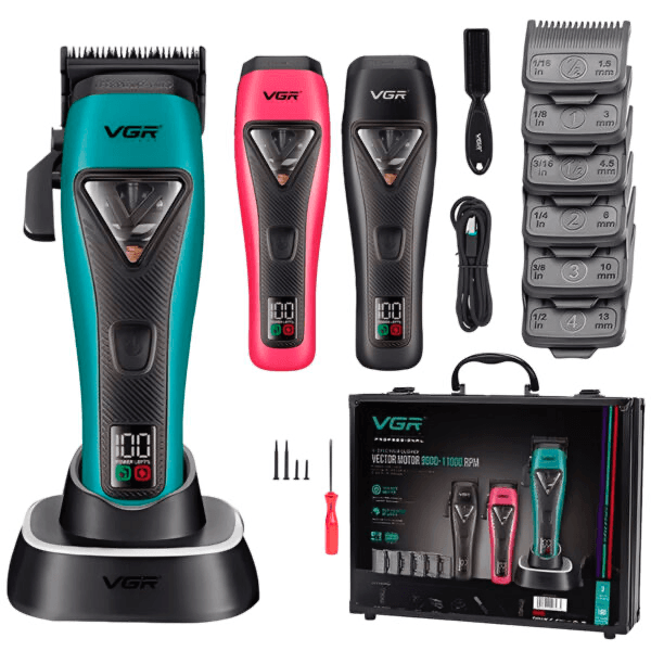Anúncio: Cortador de Cabelo Voyager VGR V-035C / 11000Rpm / Com Acessórios / Recarregável - Verde/Preto