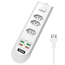 Anúncio: Filtro de Linha / Extensão Elétrica Keen KEC-01 Com 3 Tomadas + 4 Tomadas USB-A / 2500W / 10A / 250V - Branco
