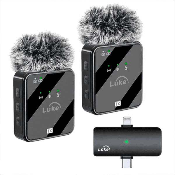 Anúncio: Microfone Sem Fio Luke Luke-F15 / 2 Microfones / USB-C e Lightning - Preto
