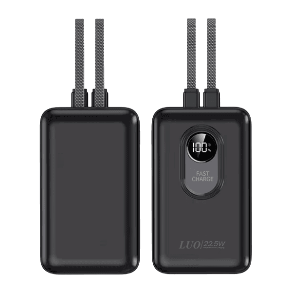 Anúncio: Carregador Portátil PowerBank Luo LU-6088 / 12000mAh / 22.5W / USB-A / USB-C X2 / Com cabo Embutido Lightning - USB-C - Negro