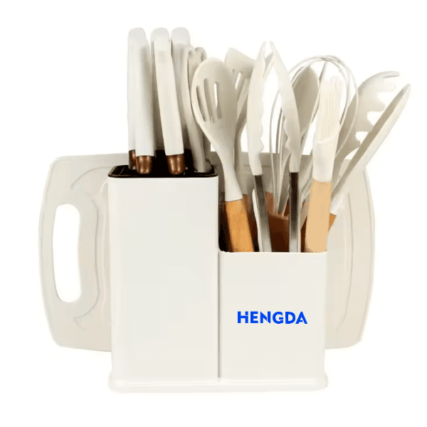 Anúncio: Kit De Utensílios Para Cozinha Hengda YQ10413 De Silicone Com Cabo De Madeira / Com 18 peças - Branco