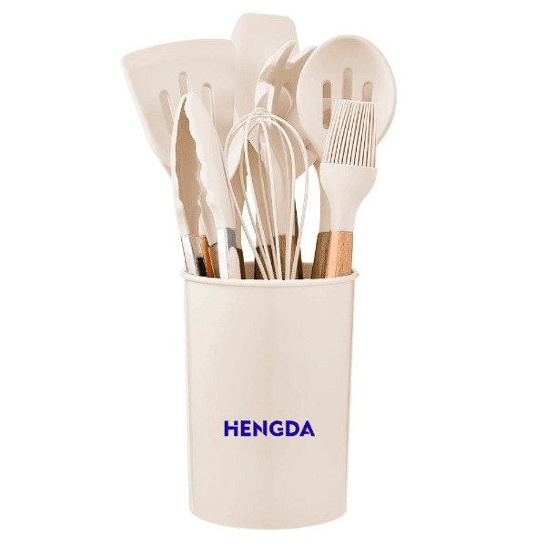Anúncio: Kit De Utensílios Para Cozinha Hengda YQ10412 De Silicone Com Cabo De Madeira / Com 12 peças - Branco