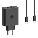 Anúncio: Carregador / Adaptador de Parede Motorola Turbo 200 Duo USB-A / 2X USB-C + Cabo USB-C - USB-C / 1 Metro / 200W - Preto