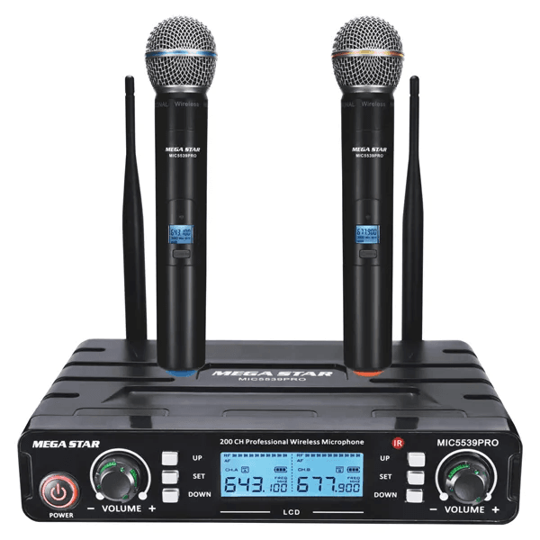Anúncio: Sistema de Microfone Sem Fio Megastar MIC5539PRO Com 2 Microfones / Bivolt - Preto