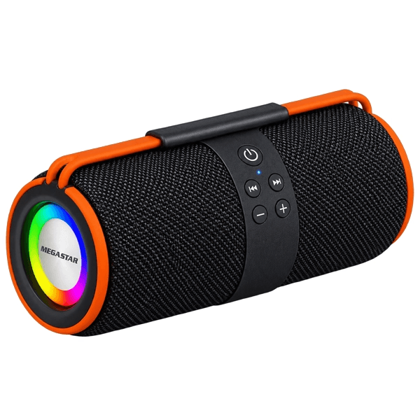 Anúncio: Speaker Megastar HY80BTN / 10W / Bluetooth / Radio FM / Auxiliar / Micro SD - Preto/Laranja