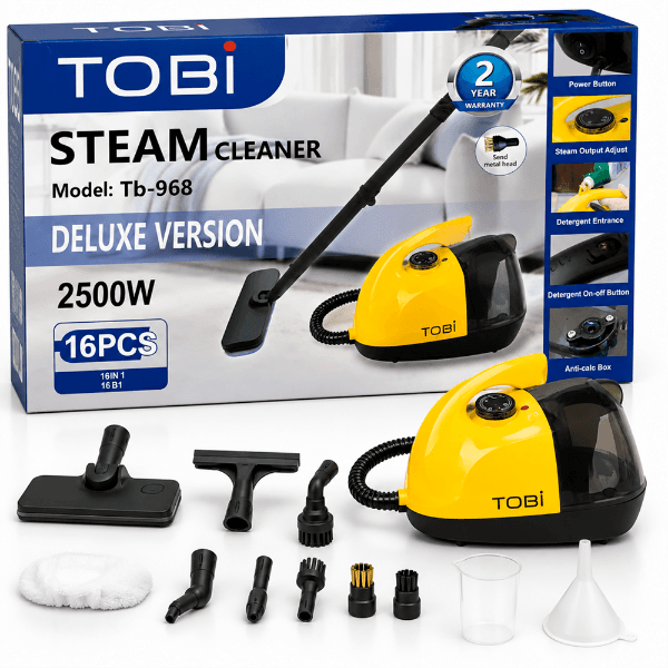 Anúncio: Limpador a Vapor Tobi Steam Cleaner TB-968 / 2500W / Com 16 Acessorios / 220V ~ 50Hz - Amarelo/Preto