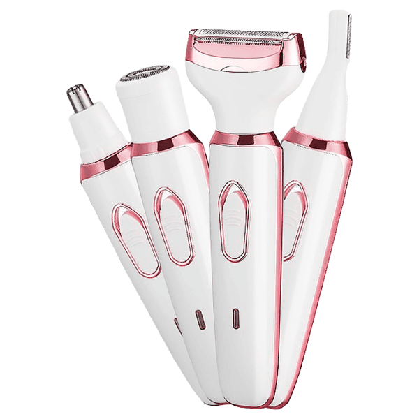 Anúncio: Kit Depilador Facial Corporal Lady Shaver MZ-115 / 4 Em 1 / 3W / 5V / Com Acessórios / Recarregavel - Branco/Rosa
