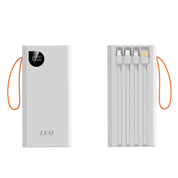 Anúncio: Carregador Portátil PowerBank Luo LU-6097 Com Lanterna / 22000mAh / USB-C X1 / Micro USB X1 / USB-A X4 / Com cabo Embutido Lightning - USB-A - USB-C - Micro USB - Branco