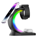 Anúncio: Carregador Wireless Magnetico T17 / 3 Em 1 / RGB / 15W / Estação de Carga - Preto