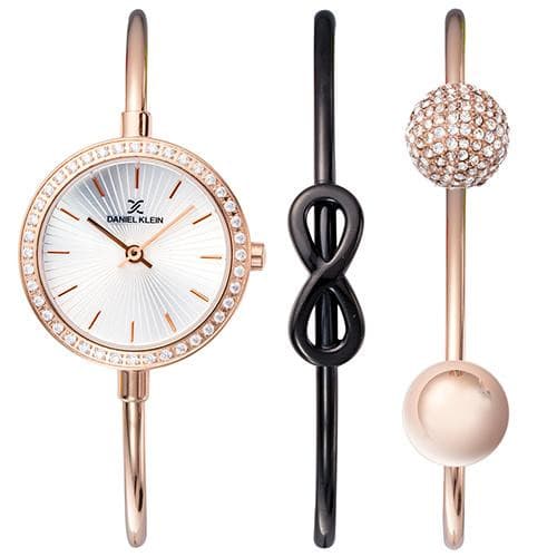 Anúncio: Relógio Analógico Daniel Klein Gift Sets DK11931-6 Feminino com Duas Pulseiras de Aço Inoxidável - Rosa Ouro e Preto