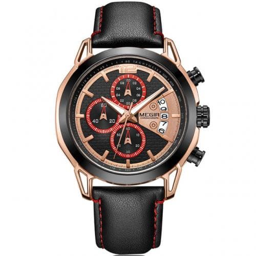 Anúncio: Relógio Analógico Megir Chronograph 2071GREBN-1N0 Couro - Preto e Dourado