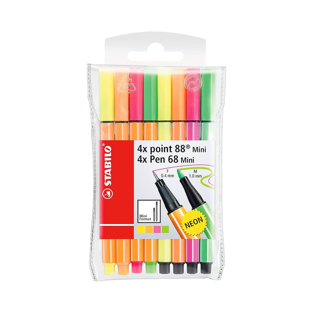 Anúncio: MARCADOR ROTULADOR STABILO PEN 68 MINI + BOLIGRAFO ROTULADOR STABILO FINELINER POINT 88 MINI 68868/08-1 8 UNIDADES