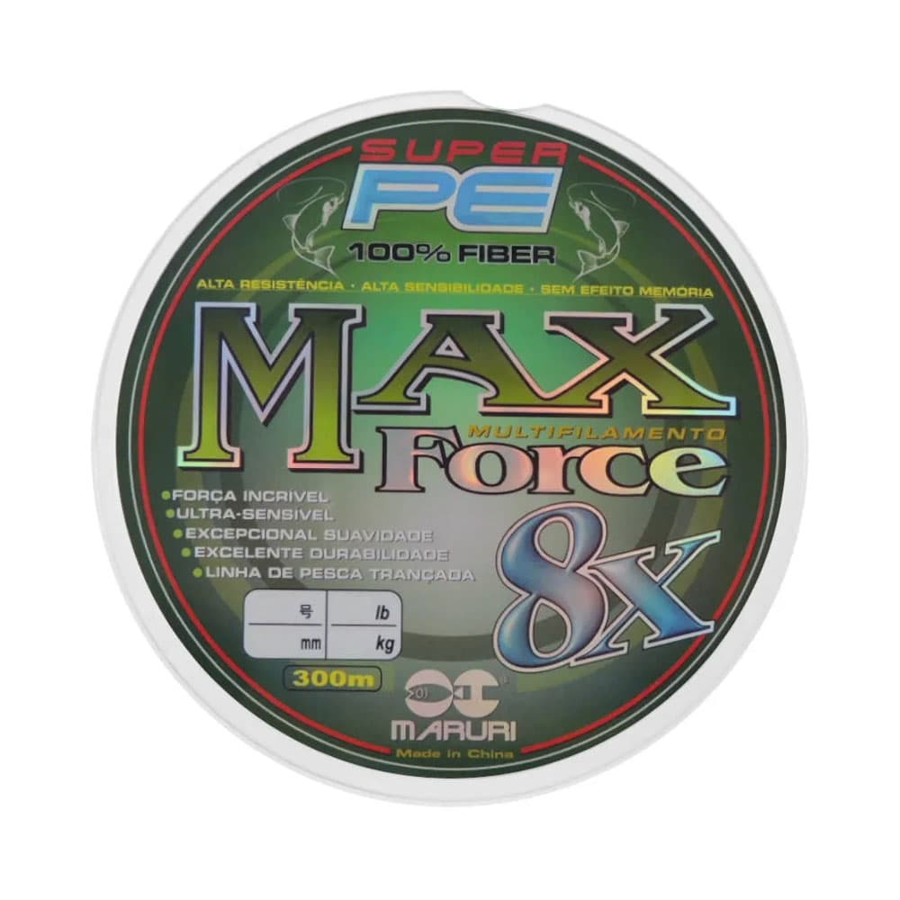 Anúncio: HILO DE PESCA MARURI MAX FORCE 8X 7.7KG 0.14MM 300M GREEN