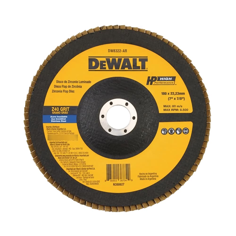 Anúncio: DISCO DE ZIRCONIO LAMINADO DEWALT DW8322-AR 7"
