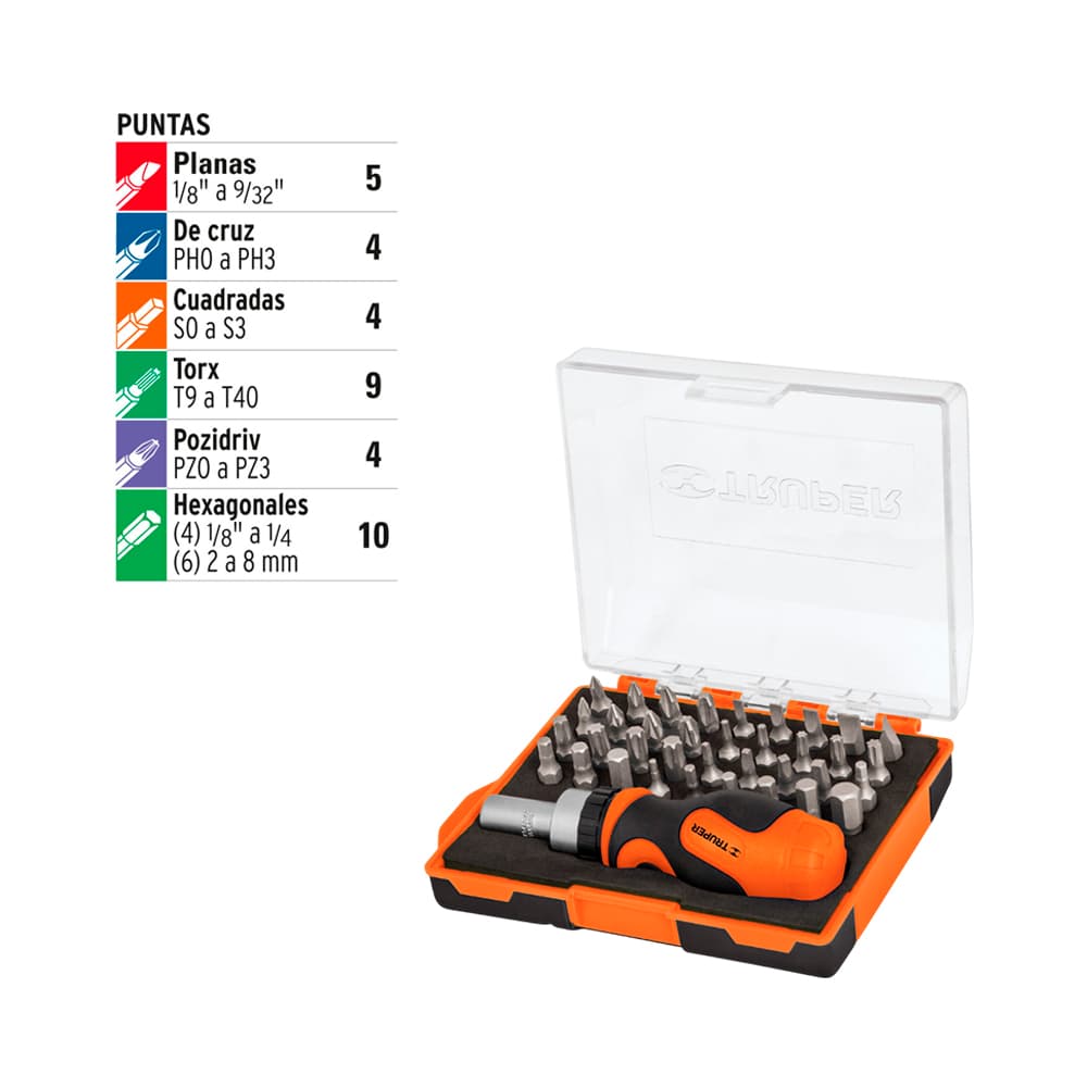 Anúncio: KIT DE PUNTAS CON DESTORNILLADOR CRICKET TRUPER 17845 37 PIEZAS