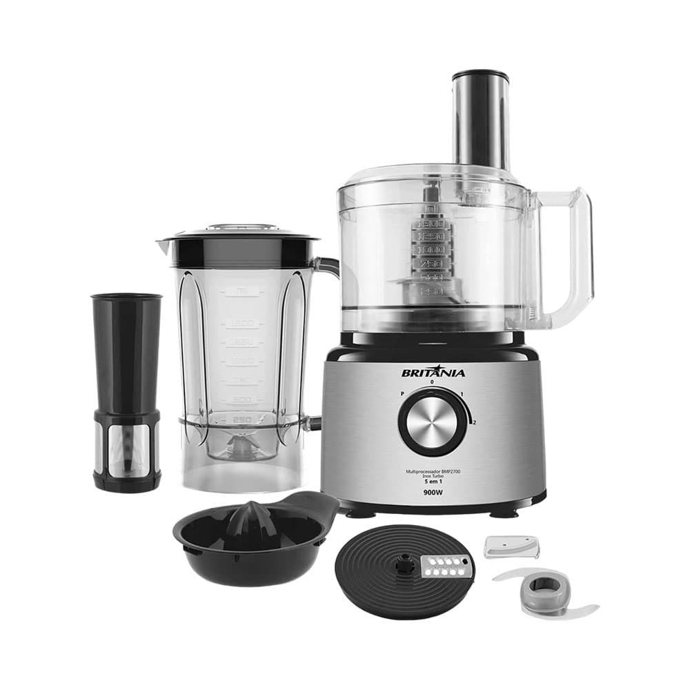 Anúncio: MULTIPROCESADOR DE ALIMENTOS BRITANIA BMP2700P INOX TURBO 5 EN 1 900W 220V NEGRO - PLATA