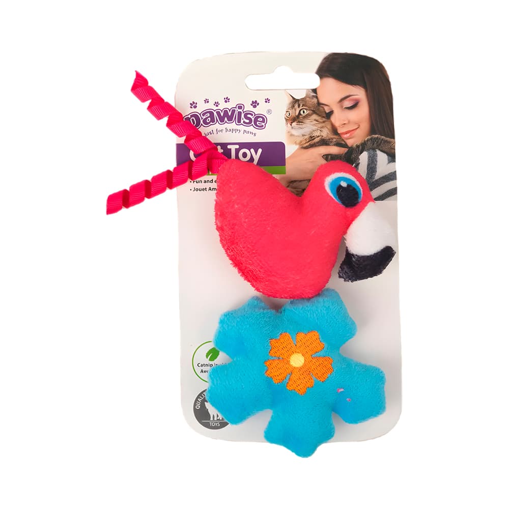 Anúncio: JUGUETE PARA MASCOTA PAWISE 27811 MEOW MEOW LIFE PELUCHE DE FLAMENCO Y FLOR 2 PIEZAS