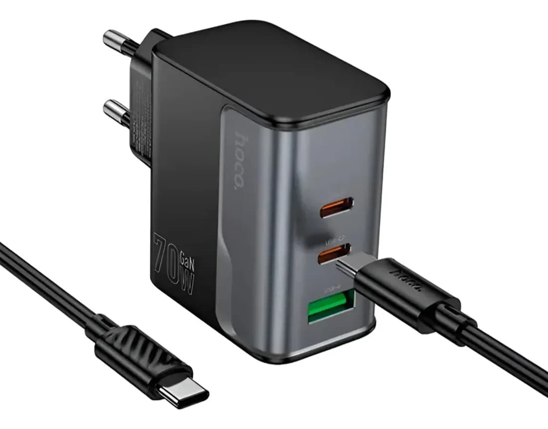 Anúncio: Hoco Cargador CS75A 70W Usb-c+usb-a Fuente C/cable Black