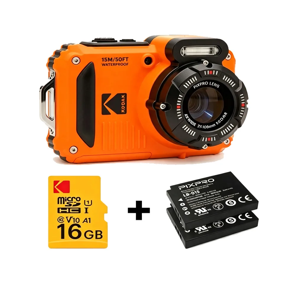 Anúncio: CAMERA KODAK PIXPRO ORANGE WPZ2 WATERPROOF (OG6) X2 BAT+16GB