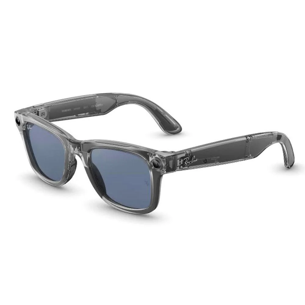 Anúncio: OCULOS RAY BAN META WAYFARER GEN 2 RW4012 STANDARD SHINY TRANSPARENT GREY/SAPPHIRE TRASITIONS LENSES