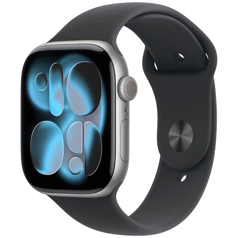 Anúncio: Apple Watch S11 46mm MEV44LW/A com GPS/ Wide Angle OLED Always-On Retina Display / Pulseira Sport Band M/L / Aluminium Case - Space Gray/Black