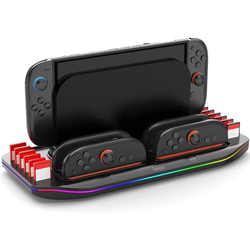 Anúncio: CARREGADOR PARA NINTENDO SWITCH 2 MULTIFUNCIONAL PARA 4 JOYSTICKS COM 12 SLOTS RGB