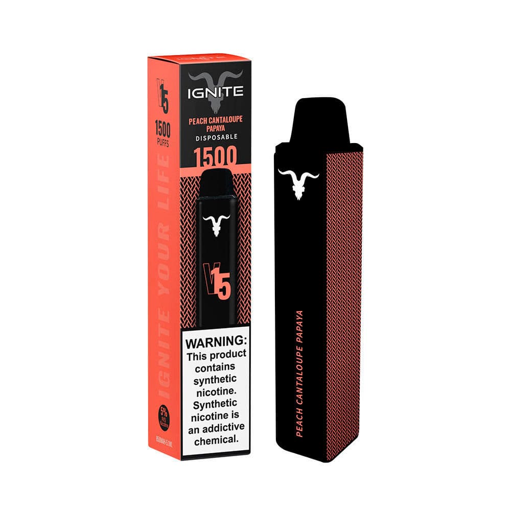 Anúncio: Vape Descartável Ignite V15 1500 Puffs Peach Cantaloupe Papaya – 5% Nicotina 850 mAh