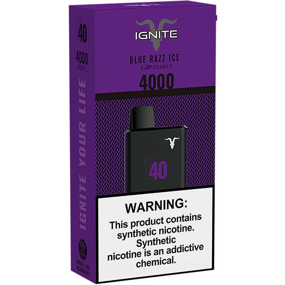 Anúncio: Vape Descartável Ignite V40 4000 Puffs Grape Ice – 5% Nicotina Bateria Recarregável 400 mAh