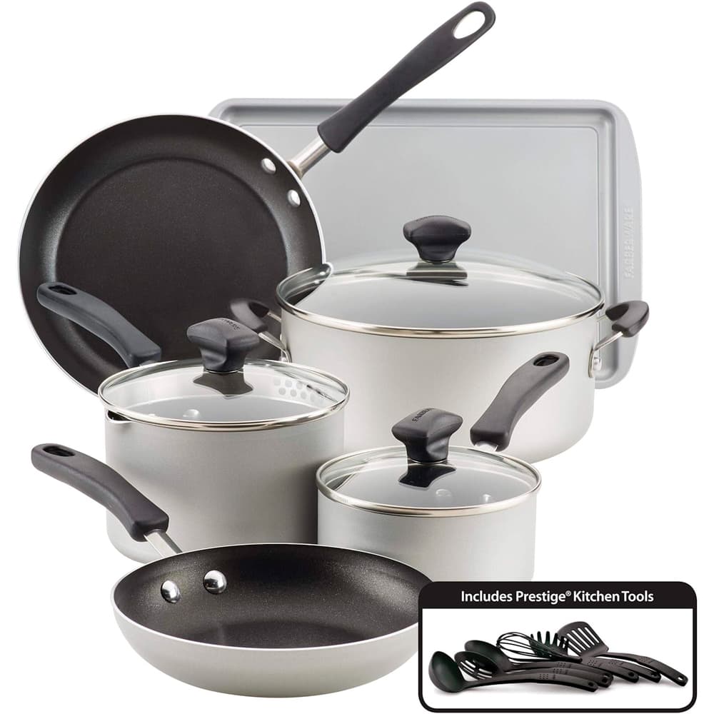 Anúncio: Jogo de Panelas Farberware 22304 Antiaderente Diamond Max Cinza Prata – 15 Peças