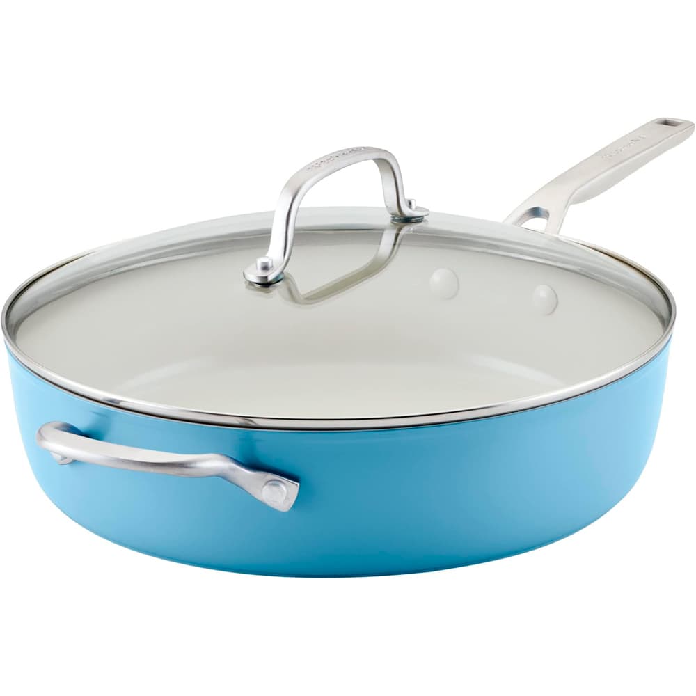 Anúncio: Frigideira KitchenAid 84819 Antiaderente Cerâmica Tampa de Vidro 31CM Azul Veludo