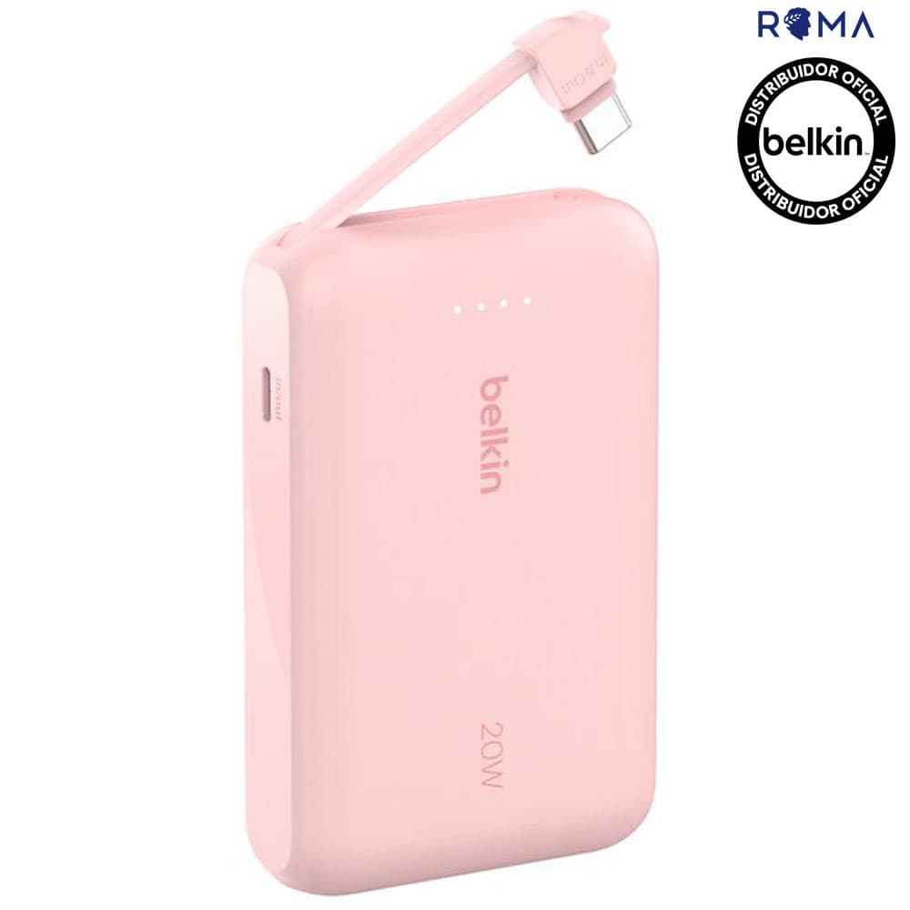Anúncio: Carregador Portátil Belkin BoostCharge 10K com Cabo Integrado Rosa – BPB021FQPK