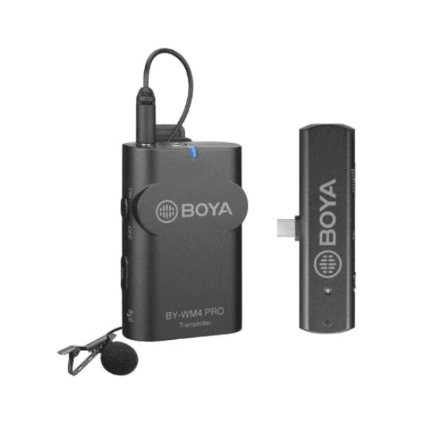 Anúncio: Sistema de microfone lapela sem fio de 2,4 GHz Boya BY-WM4 Pro K5 para Android e outros dispositivos USB Tipo C (1TX+1RX) - Preto