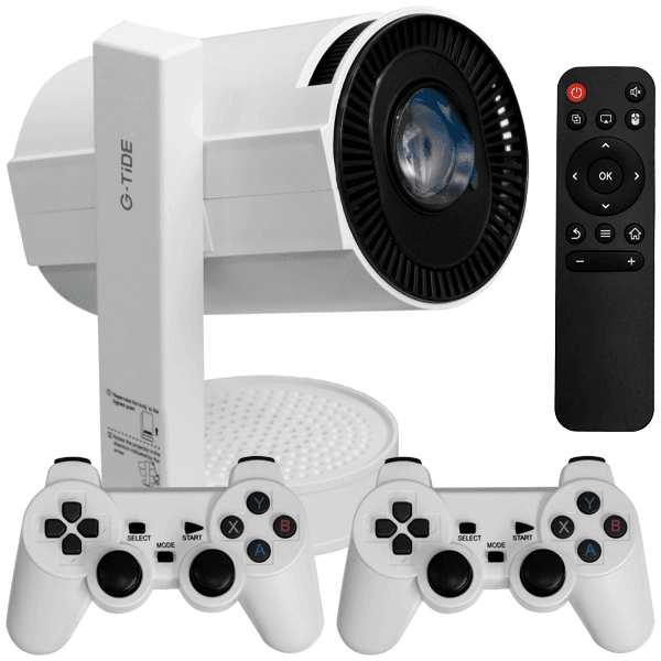 Anúncio: Mini Game Projetor G-Tide PJ10 / 130 ANSI Lúmens / HD / Wi-Fi / Bluetooth / Com 2 Controles / Bivolt - Branco