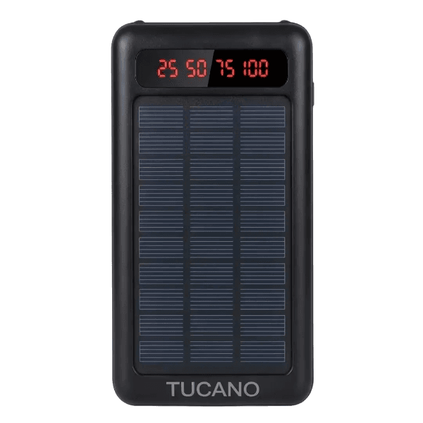 Anúncio: Carregador Portátil PowerBank Solar Tucano TC-03 / 20000Mah / Com cabo Embutido Lightning - USB - USB-C - Micro USB - Preto