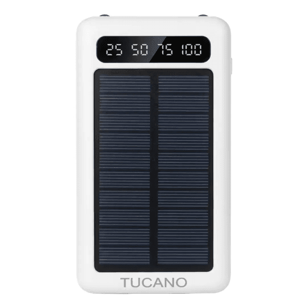 Anúncio: Carregador Portátil PowerBank Solar Tucano TC-03 / 20000Mah / Com cabo Embutido Lightning - USB - USB-C - Micro USB - Branco