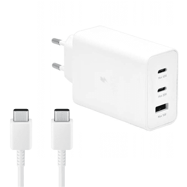 Anúncio: Carregador De Parede Samsung Power Adapter Trio 65W (EP-TA800) 2 USB-C / USB-A Com Cabo USB-C / USB-C Incluido - Branco