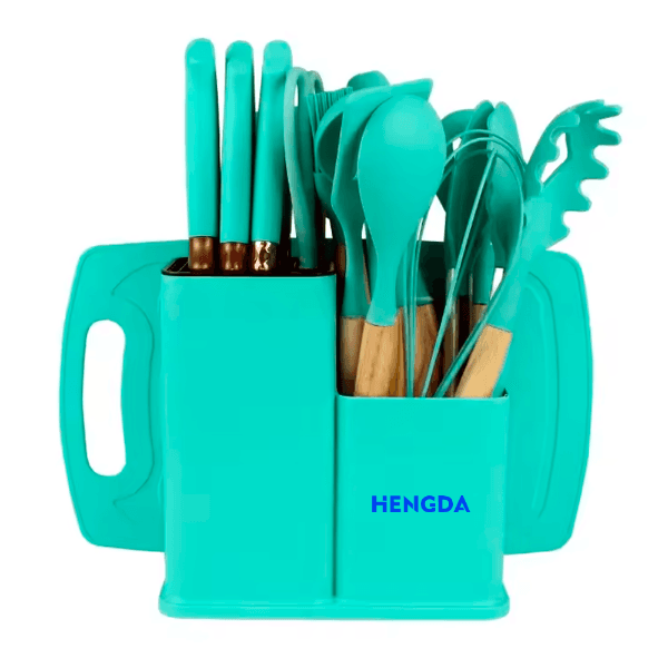 Anúncio: Kit De Utensílios Para Cozinha Hengda YQ10413 De Silicone Com Cabo De Madeira / Com 18 peças - Verde Oscuro