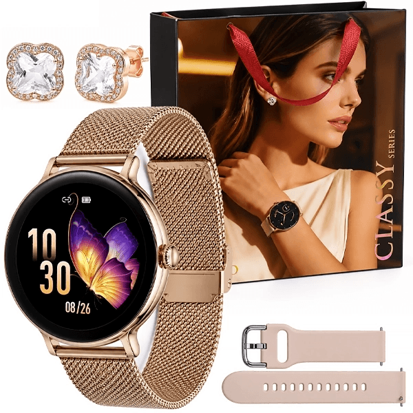 Anúncio: Relogio Smartwatch G-Tide Q2 Pro Com Bluetooth - Dourado + Brinco + Pulseira