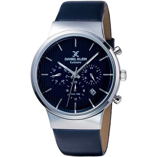 Anúncio: Relógio Analógico Daniel Klein Exclusive DK11891-2 Masculino Pulseira de Couro - Azul Escuro e Prata