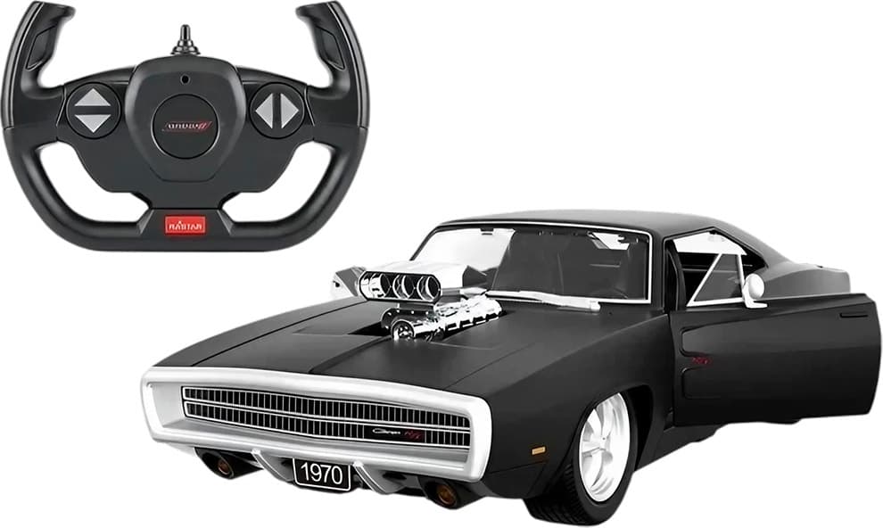 Carro de Controle Remoto Rastar 1970 Dodge Charger R/T Escala 1/16 99010 - Preto