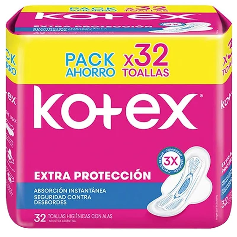 Absorvente com Abas Kotex Proteção Extra - 32 Unidades