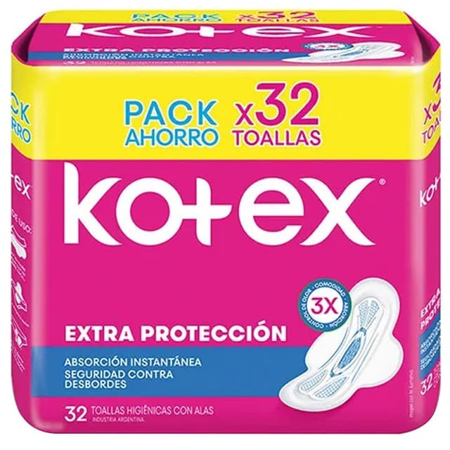 Absorvente com Abas Kotex Proteção Extra - 32 Unidades