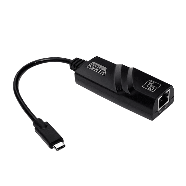 Adaptador Conversor Tipo-C / Rj45 Lan Gigabit 10/100/1000Mbps Preto