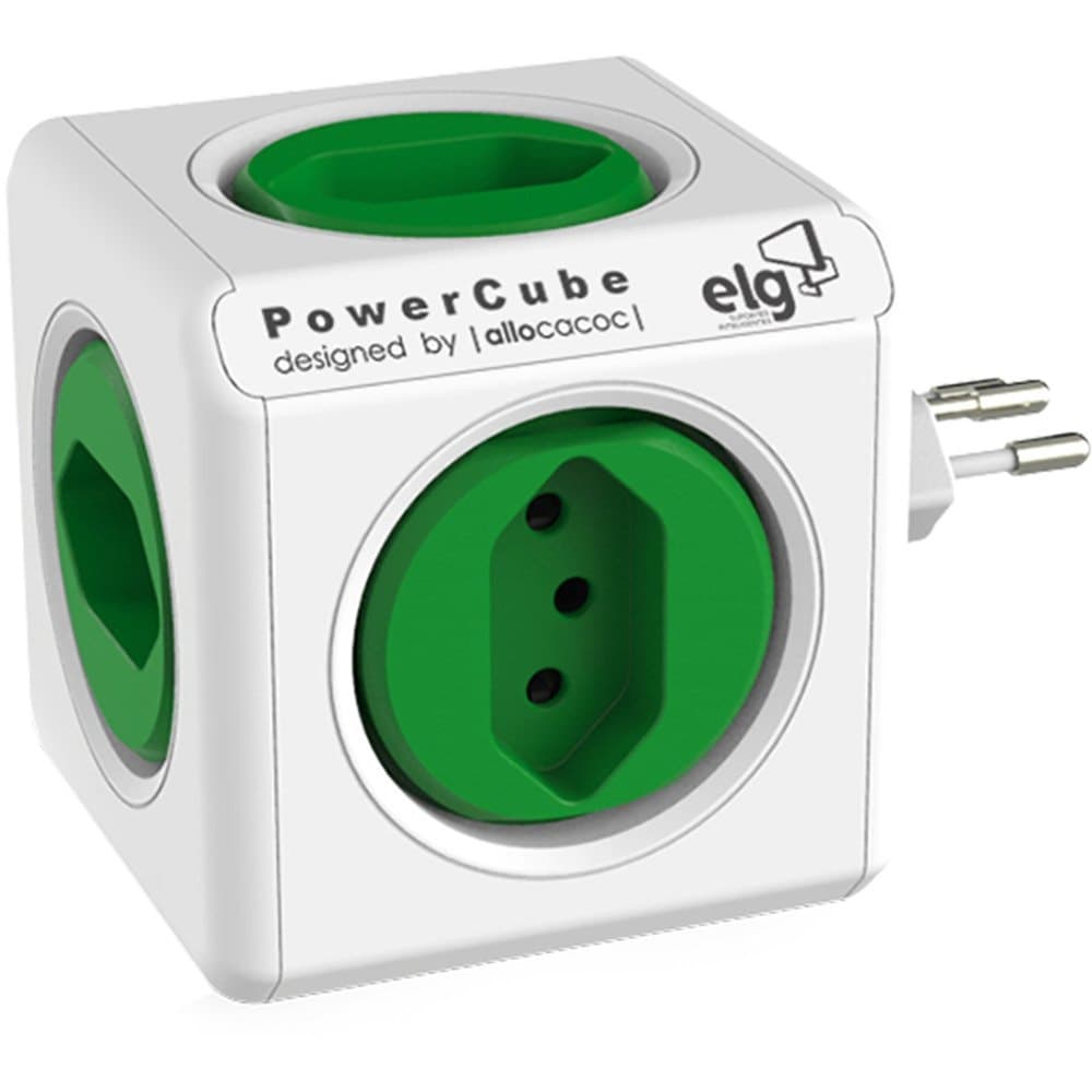 Adaptador Múltiplo Elg Allocacoc Pwc-R5 5 Tomadas Child Lock Branco/Verde