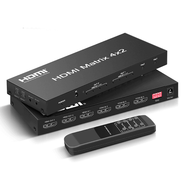 Distribuidor HDMI Geral Matrix 4X2 HD 4K X 2K 3D 1080P Preto