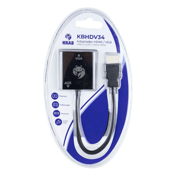 Adaptador HDMI para Vga Krab Kbhdv34 Preto
