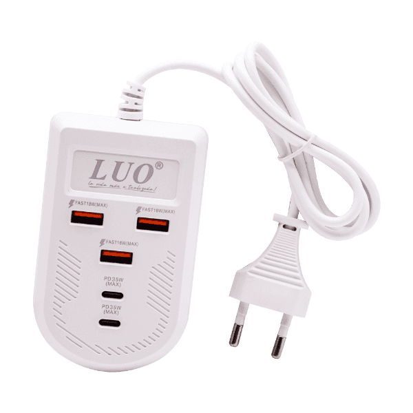 Adaptador Múltiplo Luo Lu-4963 35W 2X USB-C 3X USB-A Branco