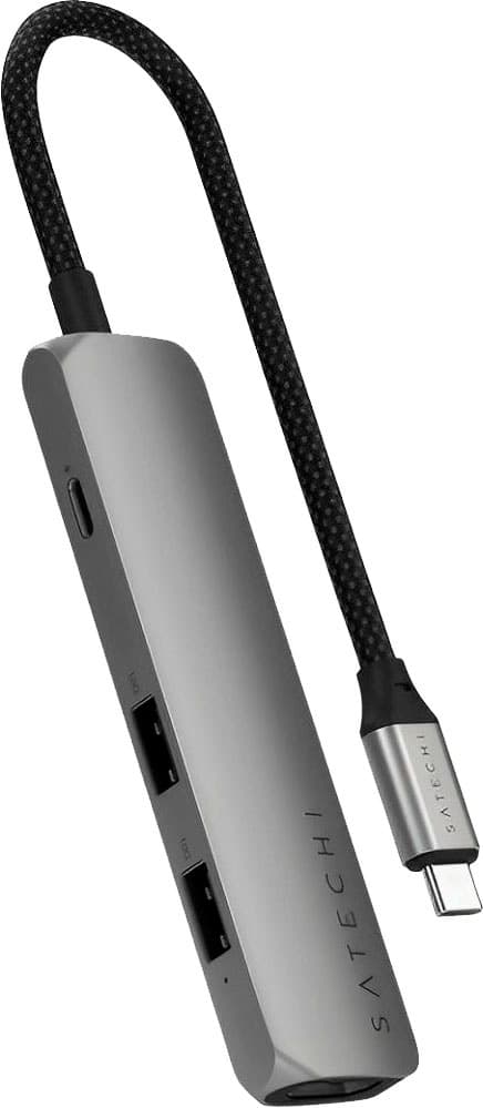 Adaptador Multiport USB-C 4 Em 1 Slim Satechi 4K Cinza Espacial